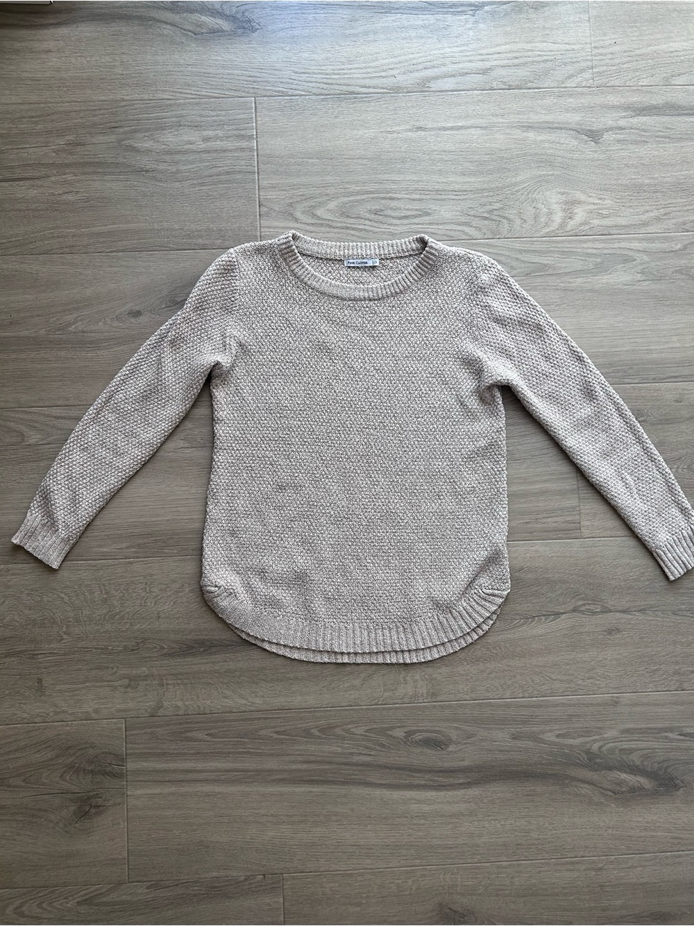 Light Beige Women's Knit Sweater - Casual Crewneck